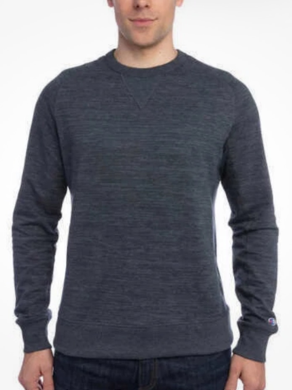 Champion Unisex Sz XL French Terry Crewneck Sweatshirt Navy Heather Cotton Blend